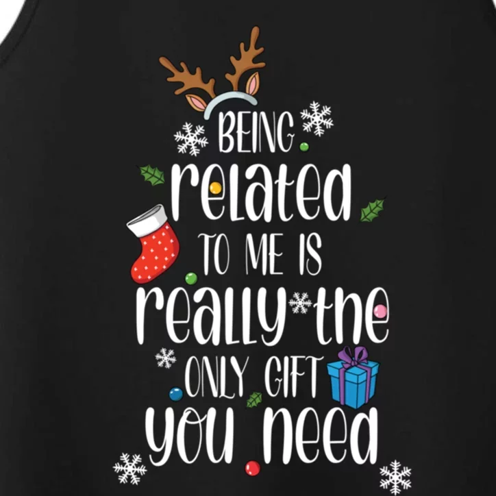 Christmas Being Related To Me Funny Family Pajamas Xmas Gift Performance Tank