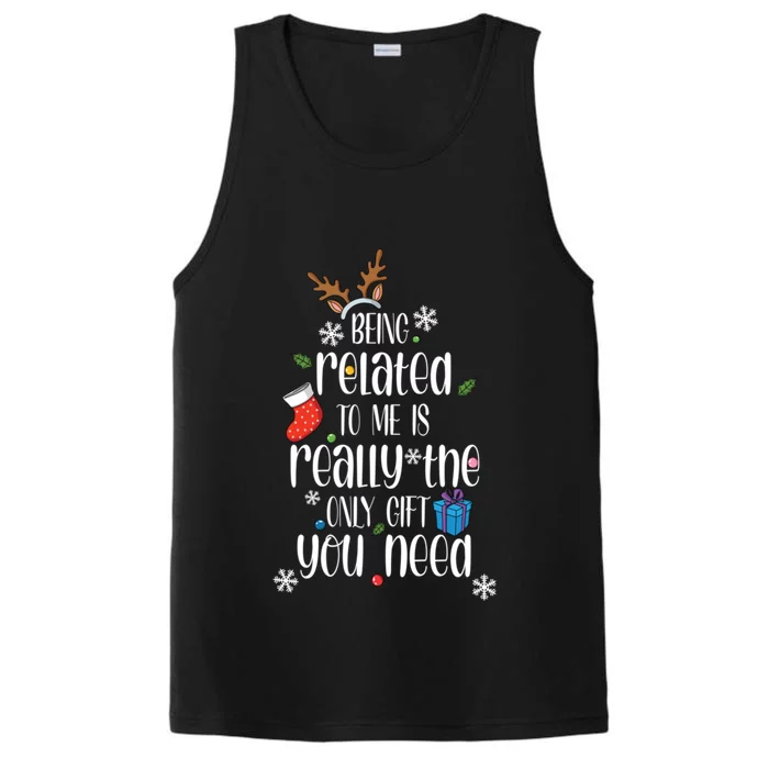 Christmas Being Related To Me Funny Family Pajamas Xmas Gift Performance Tank