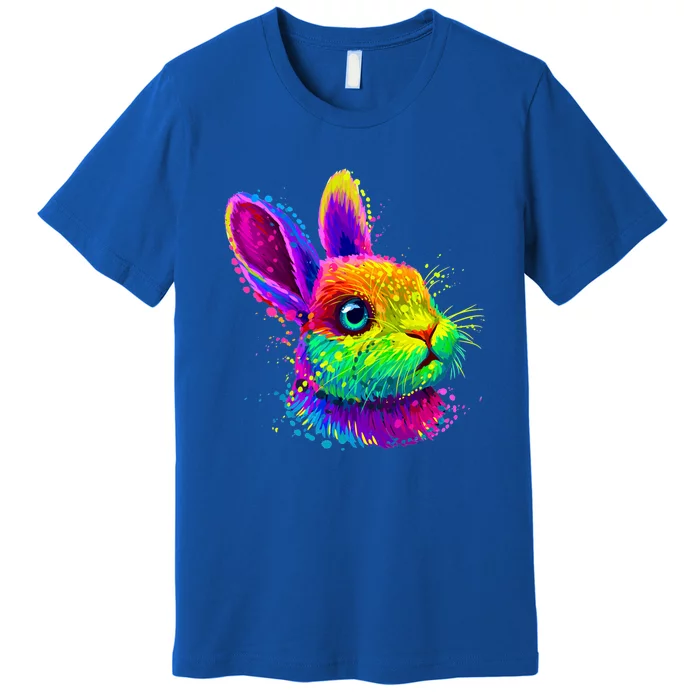 Cute Bunny Rabbit Face Colorful Easter Day Gift Premium T-Shirt