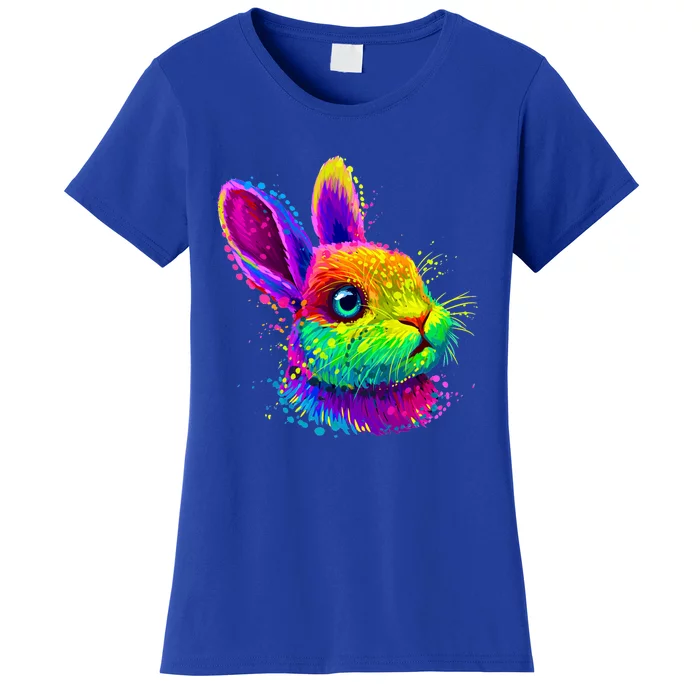 Cute Bunny Rabbit Face Colorful Easter Day Gift Women's T-Shirt