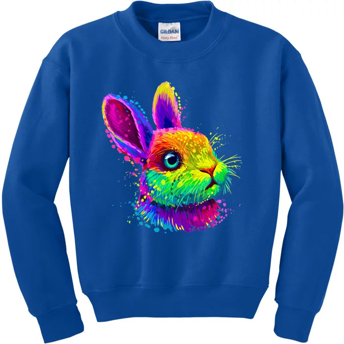 Cute Bunny Rabbit Face Colorful Easter Day Gift Kids Sweatshirt