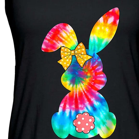 Cute Bunny Rabbit Tie Dye Bow Tie Easter Day Girls Wo Ladies Essential Flowy Tank