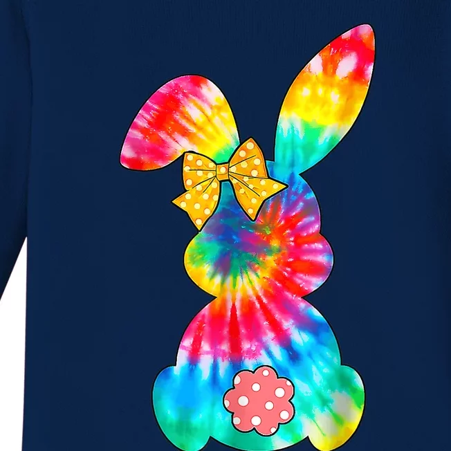 Cute Bunny Rabbit Tie Dye Bow Tie Happy Easter Day Girls Wo Baby Long Sleeve Bodysuit