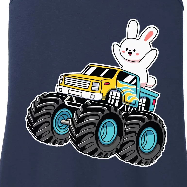 Cute Bunny Riding Monster Truck Easter Day Girl Boy Ladies Essential Tank