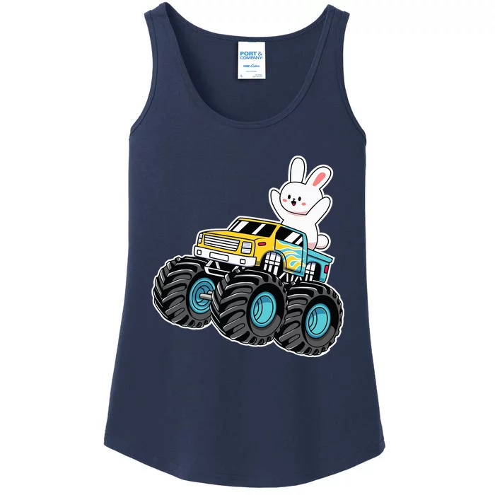 Cute Bunny Riding Monster Truck Easter Day Girl Boy Ladies Essential Tank