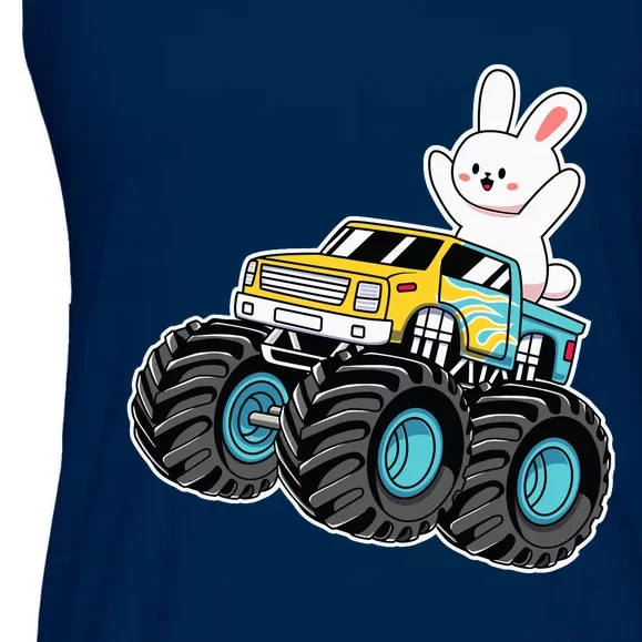 Cute Bunny Riding Monster Truck Easter Day Girl Boy Ladies Essential Flowy Tank