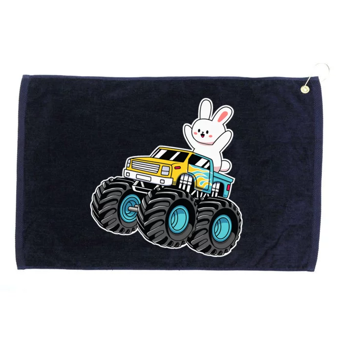 Cute Bunny Riding Monster Truck Easter Day Girl Boy Grommeted Golf Towel