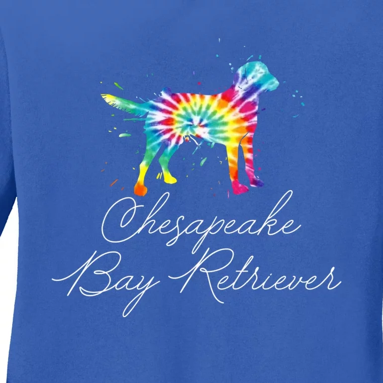 Chesapeake Bay Retriever Tie Dye Rainbow Dog Mom Lover Great Gift Ladies Long Sleeve Shirt