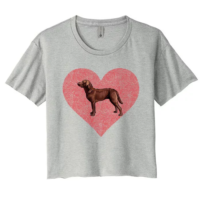 Chesapeake Bay Retriever Valentines Day Dog Love Fingerprint Gift Women's Crop Top Tee