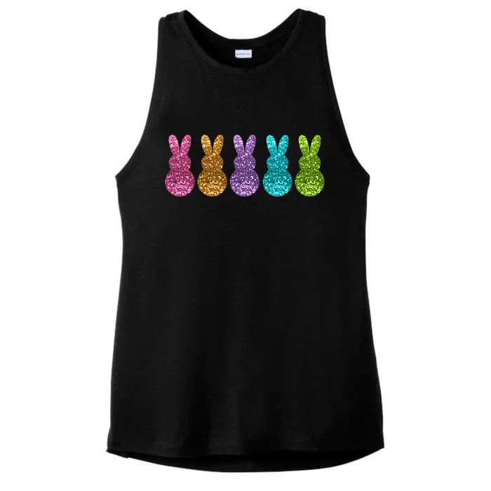 Cute Bunny Rabbits Easter Colorful Ladies Tri-Blend Wicking Tank