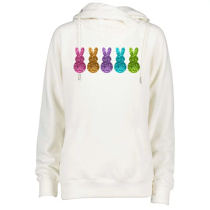 Cute Bunny Rabbits Easter Colorful Womens Funnel Neck Pullover Hood