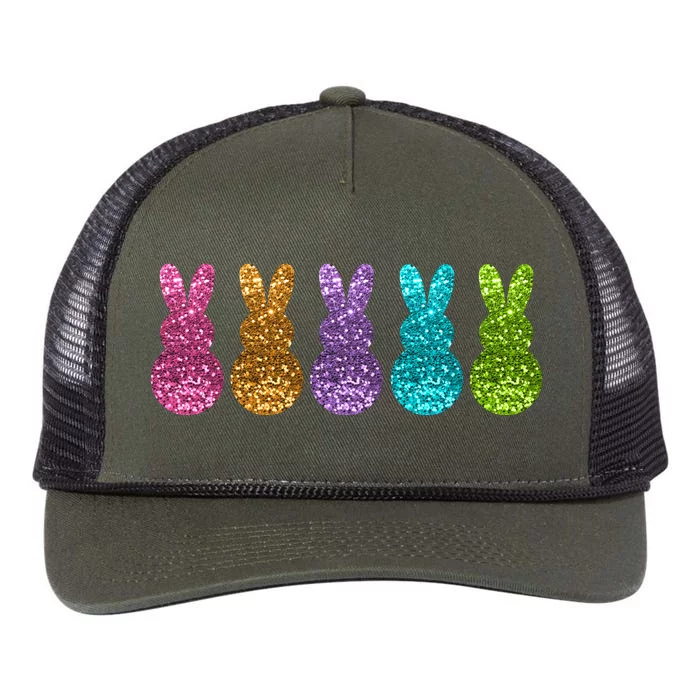 Cute Bunny Rabbits Easter Colorful Retro Rope Trucker Hat Cap