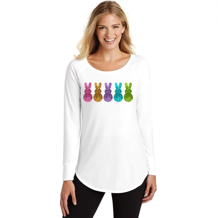 Cute Bunny Rabbits Easter Colorful Women's Perfect Tri Tunic Long Sleeve Shirt