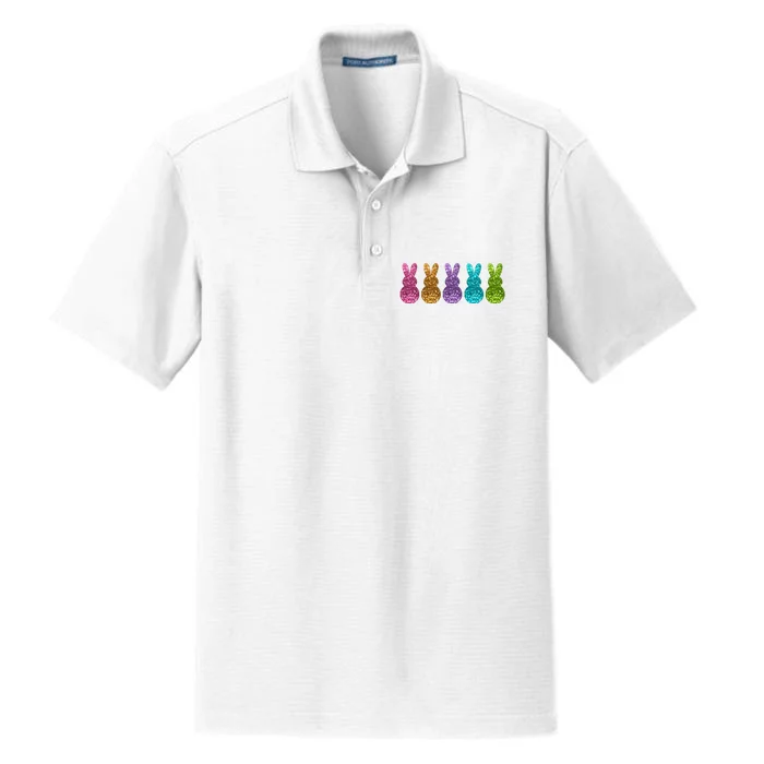 Cute Bunny Rabbits Easter Colorful Dry Zone Grid Performance Polo