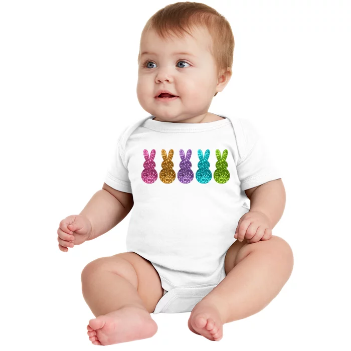 Cute Bunny Rabbits Easter Colorful Baby Bodysuit