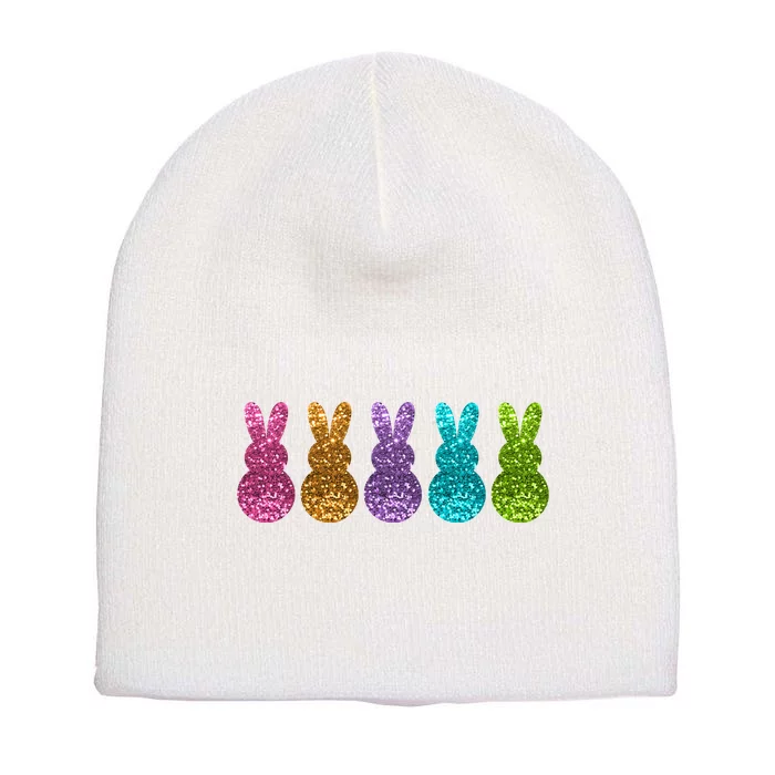 Cute Bunny Rabbits Easter Colorful Short Acrylic Beanie