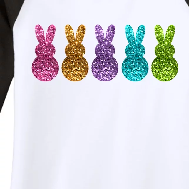 Cute Bunny Rabbits Easter Colorful Women's Tri-Blend 3/4-Sleeve Raglan Shirt