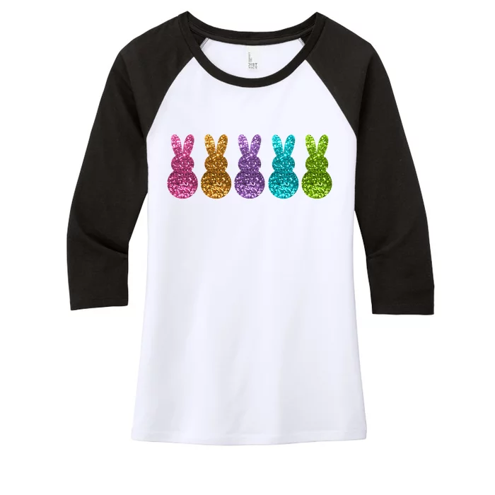 Cute Bunny Rabbits Easter Colorful Women's Tri-Blend 3/4-Sleeve Raglan Shirt