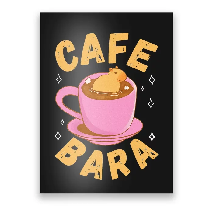 Cafe Bara Rodent Animals Vintage Capybaras Funny Capybara Poster