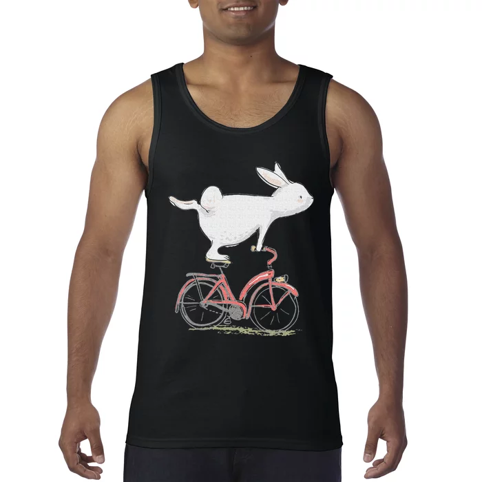 Cute Bunny Rabbit On Bike Cycling Bicycle & Gift Tank Top