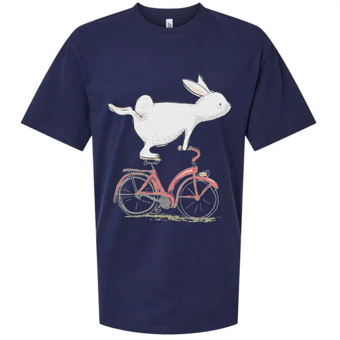 Cute Bunny Rabbit On Bike Cycling Bicycle & Gift Sueded Cloud Jersey T-Shirt