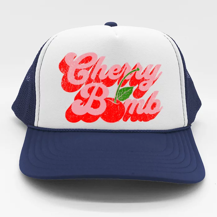 Cherry Bomb Retro 70s Vintage Style Cute Trucker Hat