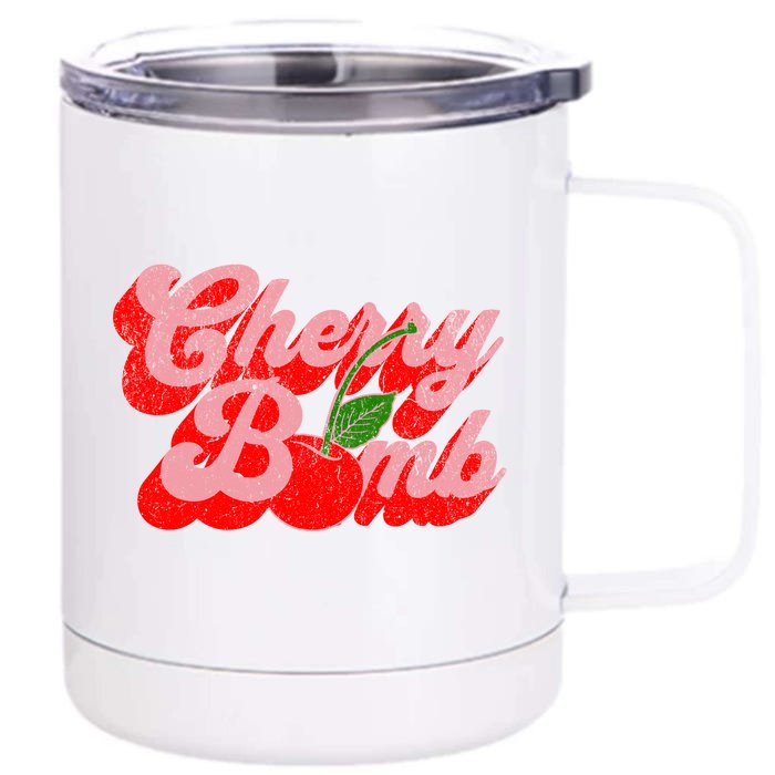 Cherry Bomb Retro 70s Vintage Style Cute Front & Back 12oz Stainless Steel Tumbler Cup