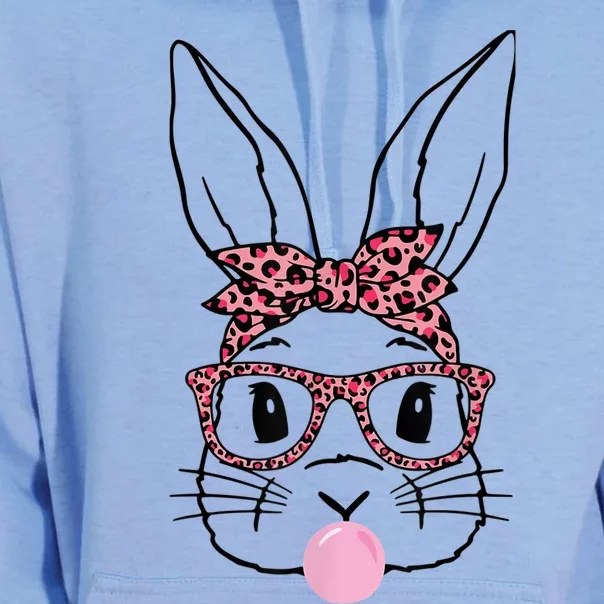 Cute Bunny Rabbit Face Leopard Glasses Girl Happy Easter Day Unisex Surf Hoodie