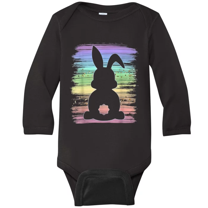 Cute Bunny Rabbit Pastel Happy Easter Day Womens Gifts Baby Long Sleeve Bodysuit