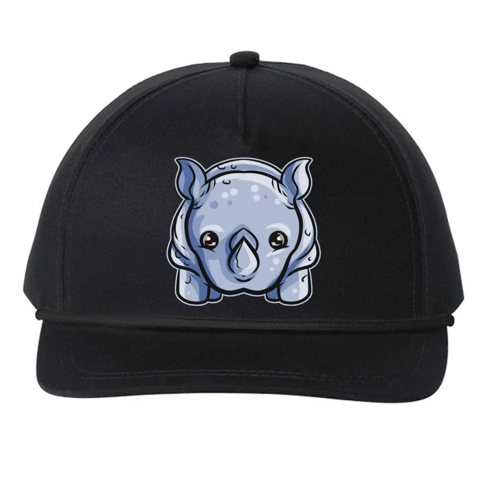 Cute Baby Rhino funny animal lover Snapback Five-Panel Rope Hat