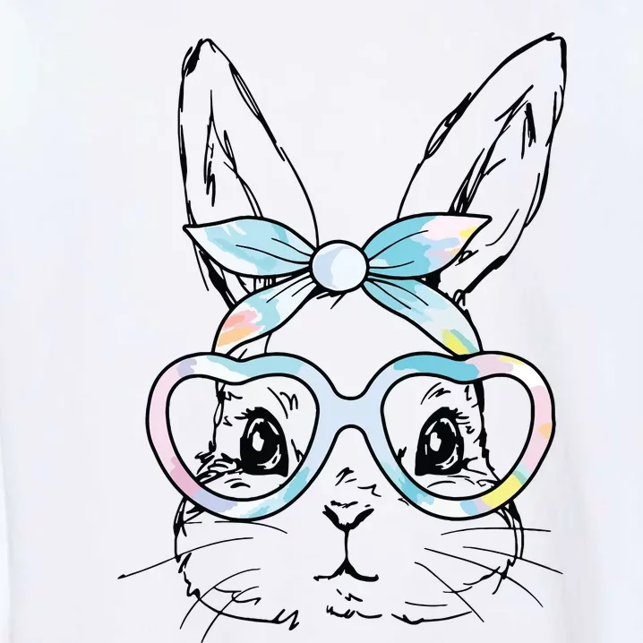 Cute Bunny Rabbit Face Tie Dye Glasses Girl Happy Easter Day Garment-Dyed Sweatshirt