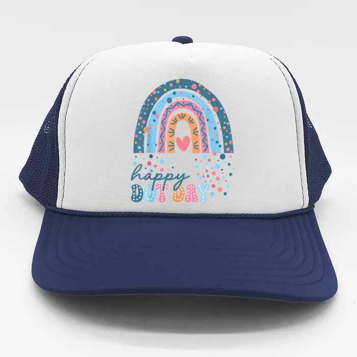 Cute Boho Rainbow Happy Dot Day Student Teacher Gift Trucker Hat