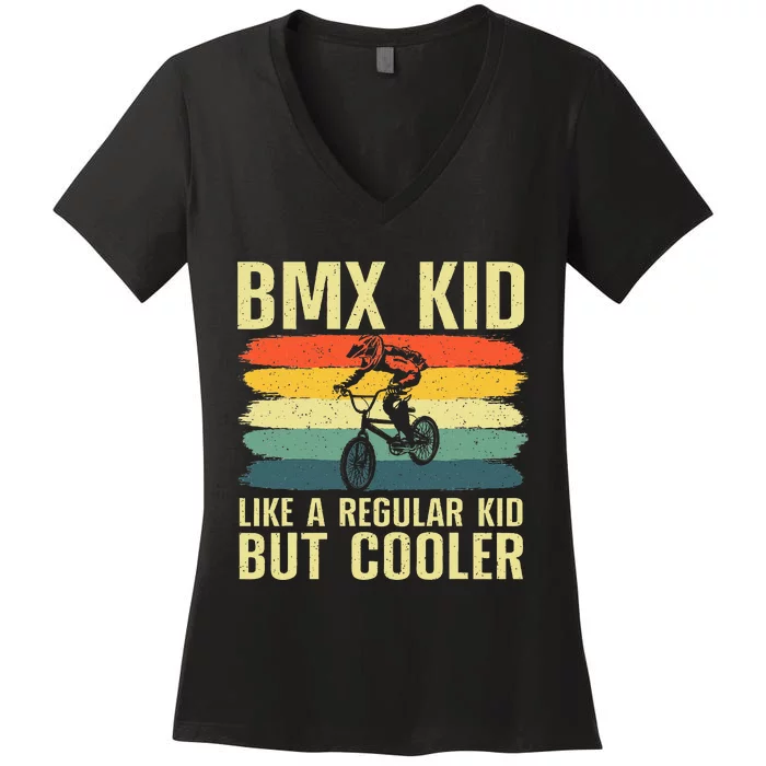 Cool Bmx Racing Off Road Bike Riders Women's V-Neck T-Shirt