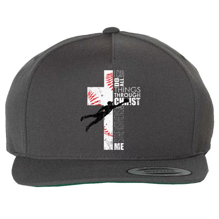 Christian Baseball Religious Cross Wool Snapback Cap