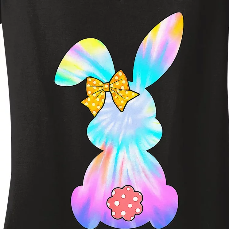 Cute Bunny Rabbit Tie Dye Gift for Easter Day Women's V-Neck T-Shirt