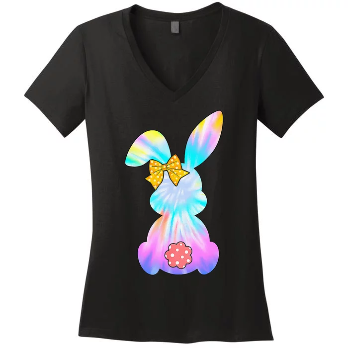 Cute Bunny Rabbit Tie Dye Gift for Easter Day Women's V-Neck T-Shirt