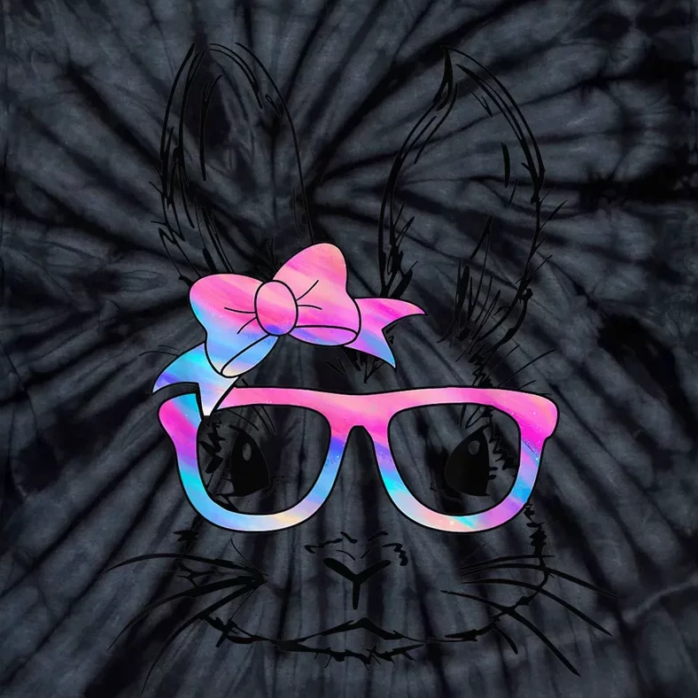 Cute Bunny Rabbit Face Tie Dye Glasses Girl Happy Easter Day Tie-Dye T-Shirt