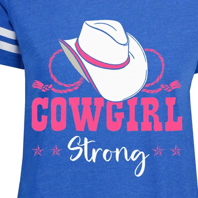 Cowgirl Barrel Racing Roping Horseback Riding Rodeo Enza Ladies Jersey Football T-Shirt