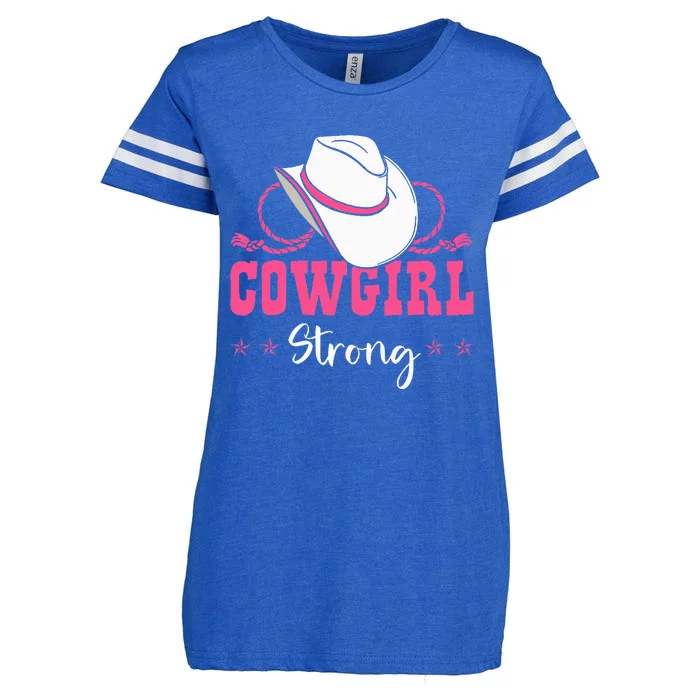 Cowgirl Barrel Racing Roping Horseback Riding Rodeo Enza Ladies Jersey Football T-Shirt