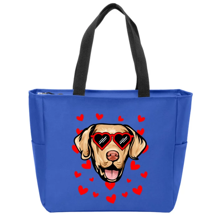 Chesapeake Bay Retriever Valentines Day Love Heart Glasses Gift Zip Tote Bag