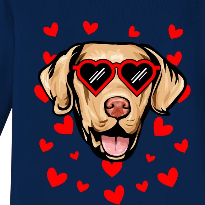 Chesapeake Bay Retriever Valentines Day Love Heart Glasses Gift Baby Long Sleeve Bodysuit