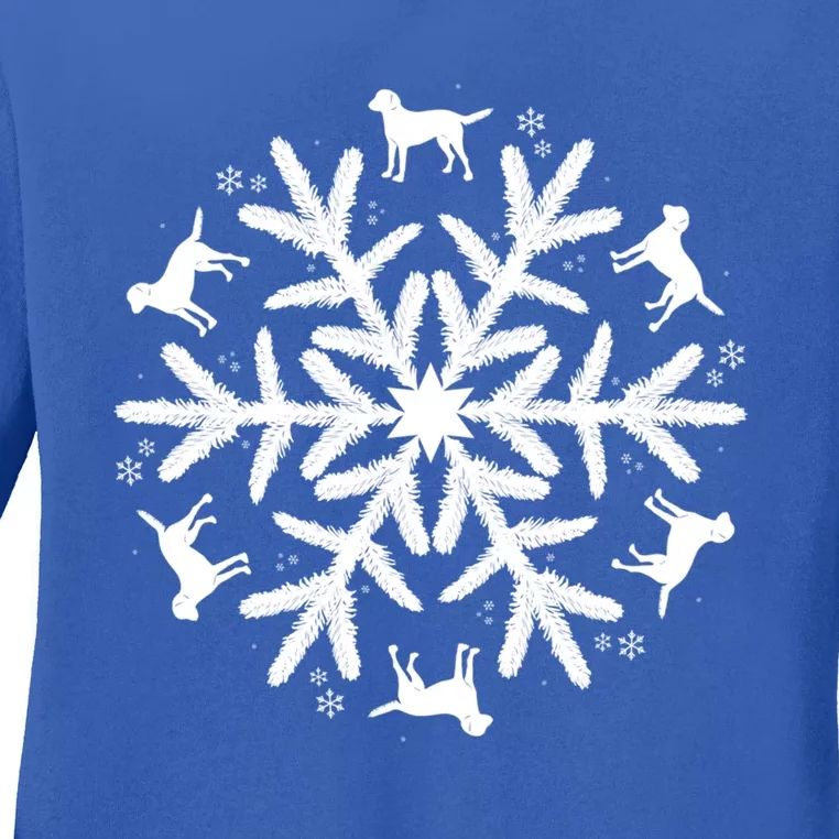 Chesapeake Bay Retriever Gift Christmas Snowflake Gift Ladies Long Sleeve Shirt