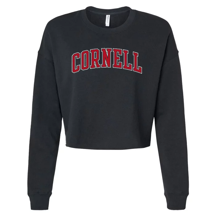 Cornell Big Red Apparel Neutral Game Day Arch Cropped Pullover Crew