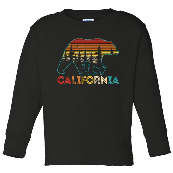 California Bear Retro Nature Outdoor Hiking Souvenir Toddler Long Sleeve Shirt