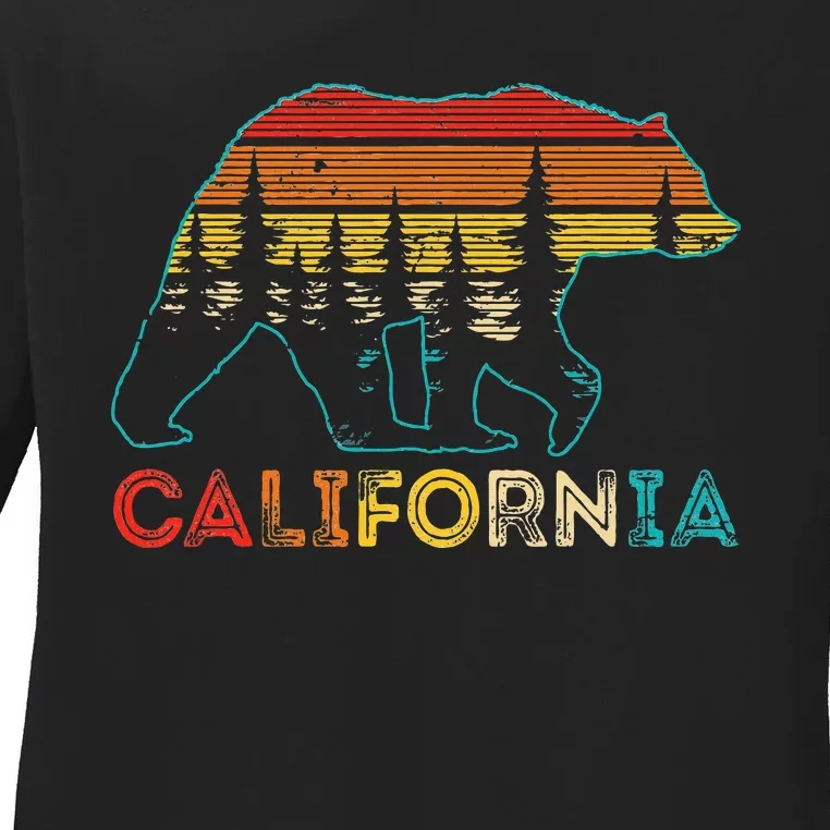 California Bear Retro Nature Outdoor Hiking Souvenir Ladies Long Sleeve Shirt