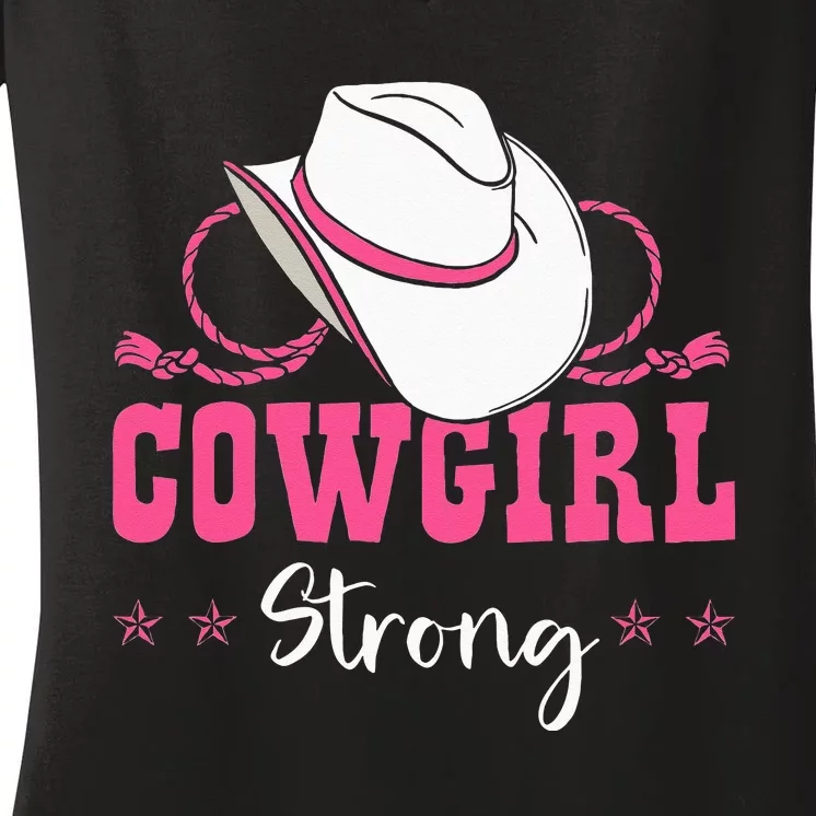 Cowgirl Barrel Racing Roping Horseback Riding Rodeo Women's V-Neck T-Shirt