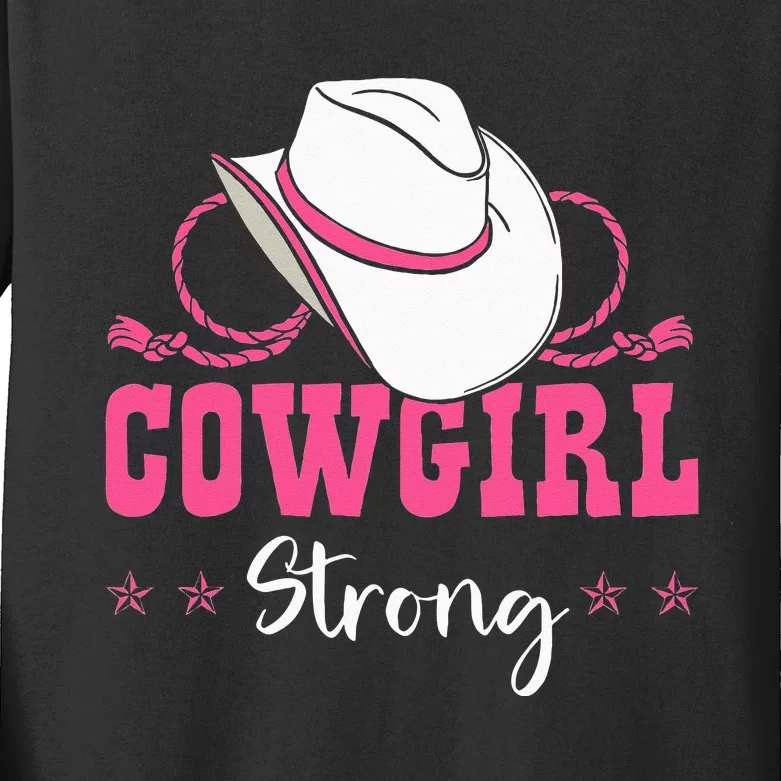 Cowgirl Barrel Racing Roping Horseback Riding Rodeo Kids Long Sleeve Shirt