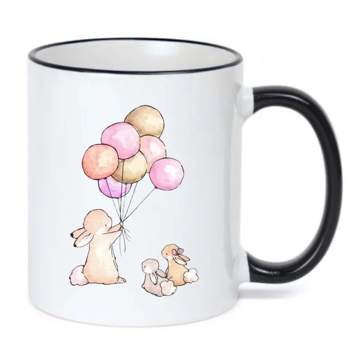 Cute Bunny Rabbit Balloon Black Color Changing Mug