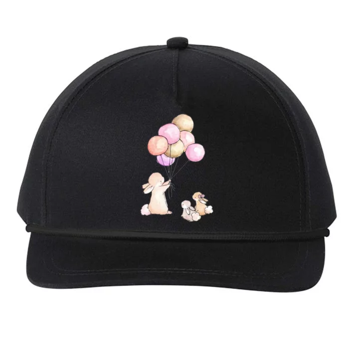 Cute Bunny Rabbit Balloon Snapback Five-Panel Rope Hat