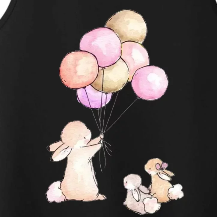 Cute Bunny Rabbit Balloon Performance Tank